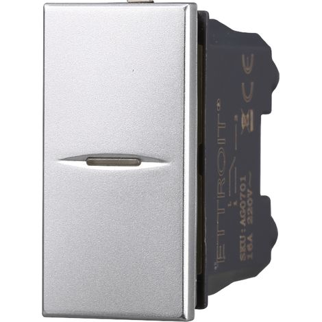 ETTROIT AG0601 Pulsante Assiale 1P 16A Unipolare Grigio Compatibile Con Bticino AxoluTE