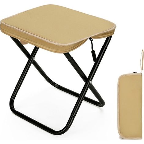 Tabouret pliant, supporte jusqu'à 130 kg, idéal pour l'extérieur (jardin, cuisine, salle de bain, camping, pêche, enfants), revêtement en tissu Oxford, piètement en acier au carbone, 28 x 28 x 24 cm, (1/5)