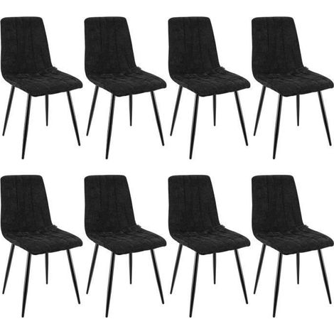 WAFTING Lot de 8 chaises de Salle à Manger rembourrées avec Dossier Haut et Design en Lin,Noir (1/5)