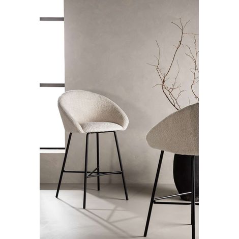 Velvet tabouret de bar blanc, noir