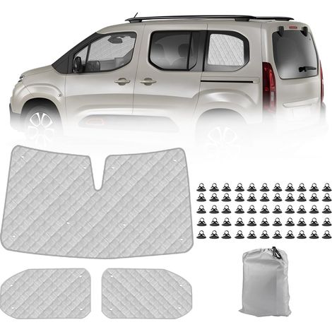 Pare-Soleil de Pare-Brise de Voiture Compatible avec 2018-2025 Citroen Berlingo Peugeot Partner, Lot de 3 Pliables Pare-Soleil pour Intérieur de Voiture, Tapis Thermiques Internes,2018-2025 3 Pièces I (1/5)