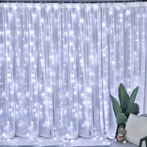 Rideau lumineux de porte 180LED IP44 90x180cm, 8 modes + timer - câble transparent - Blanc Froid - SILUMEN (1/6)