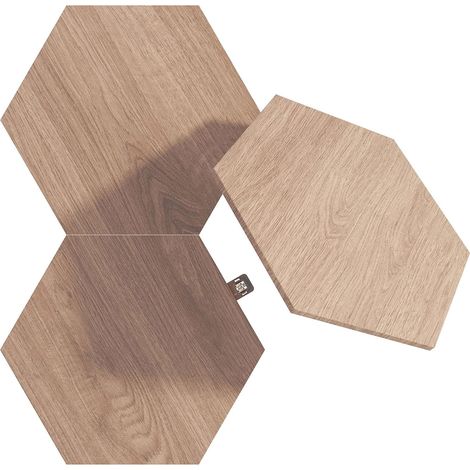 Nanoleaf Elements Expansion Pack, 3 Esagoni LED Aggiuntivi Effetto Legno - Applique da Parete Interno Modulari, Luci Led Dimmerabile WiFi, Funziona con Alexa, Sincronia Musicale, Decorazioni Casa (1/5)