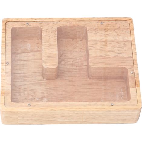 Tirelire en bois personnalisée en forme de lettre, transparente et sécurisée, pour enfants 5A06 (1/5)