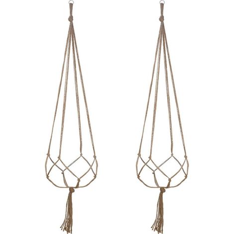 Lot de 2 supports de suspension en macramé pour pot de fleurs d'intérieur ou d'extérieur 90 cm (1/5)