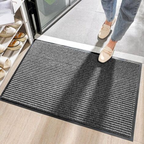 Tapis Exterieur Terrasse Paillasson Extérieur et Interieur Tapis Entree Antidérapant et Anti-Poussière Tapis de Porte Lavable Cuttable Couloir Chambre 50 × 80cm Gris (1/5)