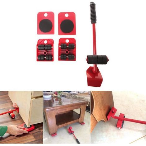 Kit de Deplace Meuble Lourd Sans Effort, Kit Demenagement Meuble, Roulettes Meubles Jusqu'à 150KG Système de Mouvement et de Levage (1/4)