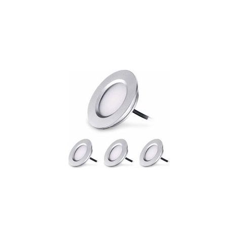 LED Spot Encastrable Extra Plat 3W 12V LED Encastré Lampe Plafonnier Rond Dimmable 240 Lumen Blanc Chaud IP44 pour Salle de bain Salon Cabine, Bateau Voiture Lot de 4 [Classe énergétique A++] (1/4)