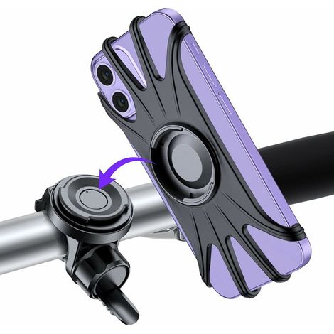 LAN Support de téléphone portable pour vélo, support de téléphone portable amovible réglable à 360 ° pour vélo, support universel pour téléphone portable de moto pour tous les téléphones portables, su (1/5)