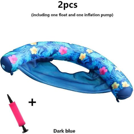 Fauteuil gonflable rayé pour piscine, ensemble de 2 pièces avec pompe, recouvert de tissu doux, pour les fêtes d'été à la piscine et les lacs (1/5)