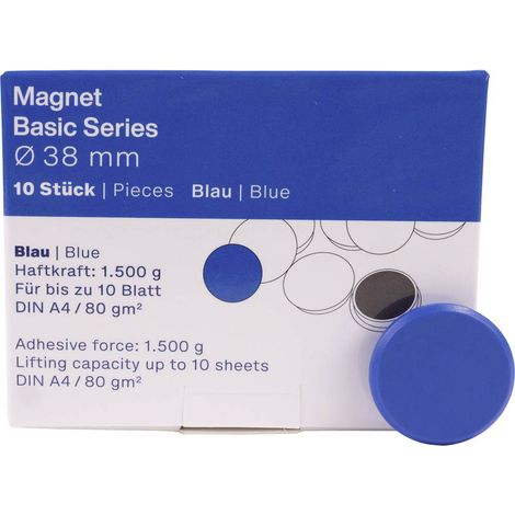 magnetoplan Magnete Basic Serie (Ø) 38 mm tondo Blu 10 pz. 1863803