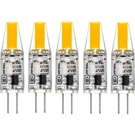 G4 LED 220V 3W 2700K blanc chaud 160LM, ampoules en silicone remplacent les ampoules halogènes traditionnelles 30W, paquet de 5 unites (1/5)