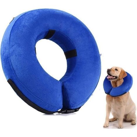 Aufblasbarer Bergungsschutzkragen für Hunde und Katzen, weicher Bergungskragen für Hunde, Blau, XL (1/5)