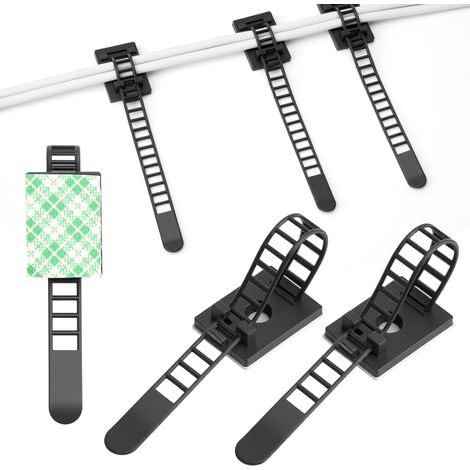 50 Pièces Nylon Attache Cable Adhesif, Attaches Câbles Adhésives avec Option de Vissage Organiseur de Serre-Câbles pour La Fixation de Plusieurs Fils Clips de Câbles Adhésifs (1/5)