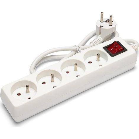 1 Bloc Multiprise 4 Prises, Interrupteur Lumineux, Protection Enfants, Câble 1m, Usage Domestique (1/5)