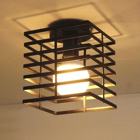 1 Plafonnier Industriel Métal Cage Hexagone Design Géométrique E27 Pour Chambre Café Couloir (1/5)