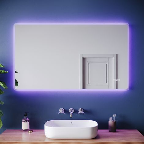 ELEGANT Bathroom LED Mirror Wall Backlit Mirror with Shaver Socket Bluetooth Anti-Fog and 3 Lighting Modes, Square 1200x700mm