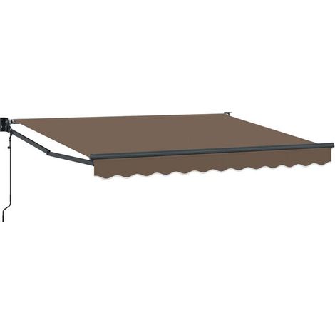 Store banne motorisé rétractable, taupe, 100% polyester et aluminium. (1/5)