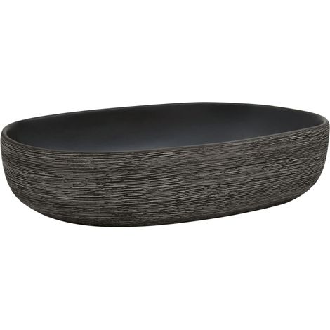 Maison Exclusive - Lavabo da Appoggio Grigio e Nero Ovale 59x40x14 cm Ceramica