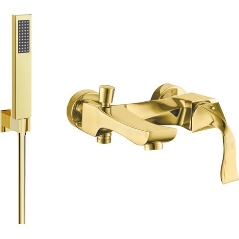 Mexen Estrella R02 miscelatore per vasca con set doccia, oro - 7233R02-50 (1/4)