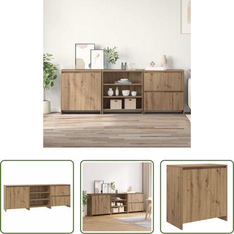 vidaXL Buffet bois - Buffet 3 pcs Chêne artisanal 70 x 41 x 75 cm Bois d'ingénierie (1/5)