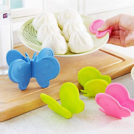 MINKUROW 4 Stück Küche Kreative Silikon Schmetterling Wärmeisolierung Take Plate Clips Take Mat Bowl (zufällige Farben) (1/5)