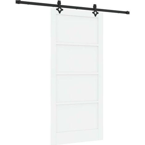 Porte coulissante 93 x 202 cm Bois d'ingénierie Blanc et noir vidaXL (1/5)