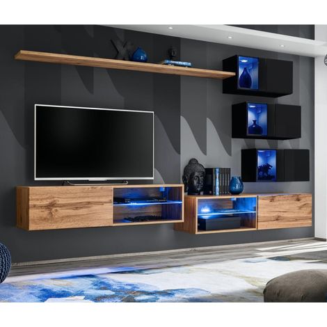 Ensemble Meuble TV "Switch XXIV" 250cm Naturel & Noir (1/4)