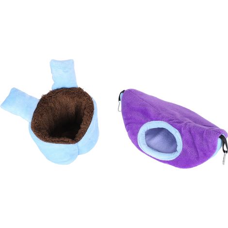 Lot de 2 hamacs suspendus mignons pour hamster, cage, petit animal de compagnie, cochon d'Inde, canapé de jeu et nid (bleu/violet) (1/5)