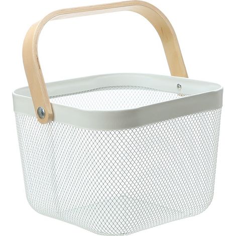 Passoire à fruits en métal blanc, panier à légumes pratique avec poignée confortable, résistant à l'usure, portable pour cuisine (1/5)