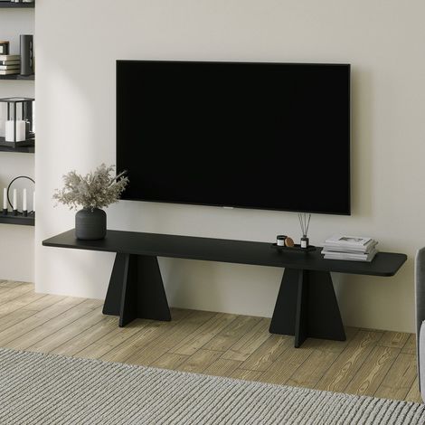 Mobile Porta tv Cairano, Peso Supportato 40 kg, Installazione a Terra, 180x42x40h cm Nero (1/5)