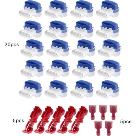 Lot de 20 connecteurs étanches pour câble de tondeuse robot avec 5 serre câbles remplis de résine pour rallonger ou réparer le câble périphérique sans dénudage pour usage extérieur (1/5)