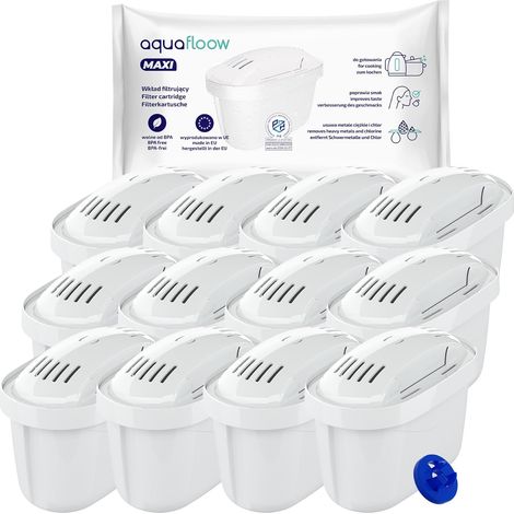 Lot de 12 Filtrante Eau, Charbon Actif, Réduction Calcaire, Compatibilité Brita Maxtra+, Usage Domestique (1/5)
