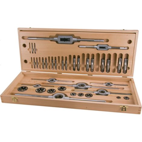 RUKO Jeux d'outils de taraudage HSS dans un coffret en bois pratique - 35 pcs - 245073 (1/5)