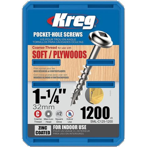 Vite a foro passante 32 mm Maxi-Loc zincata, filettatura Epai, 1200 - KREG - SML-C125-1200-INT (1/2)