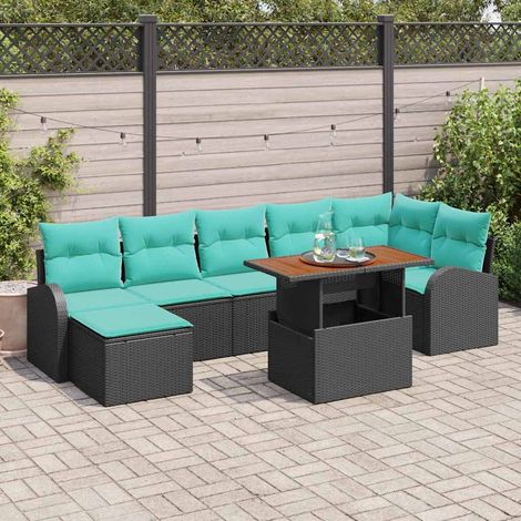 vidaXL Set Divano da Giardino 8 pz Nero Poly Rattan (1/5)