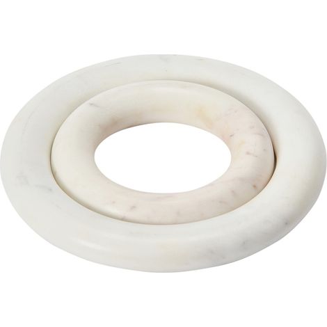 Lot de 2 Dessous de Plat Ronds en marbre pour Table de Salle à Manger, 20,3 cm, Blanc (1/5)
