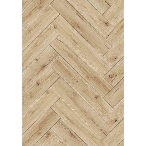 Mexen Sun Valley panneaux en vinyle motif chevrons 635 x 127 mm SPC 6,5 mm sous-couche 1,5 mm, 4 V-Joint, Chêne (1/2)