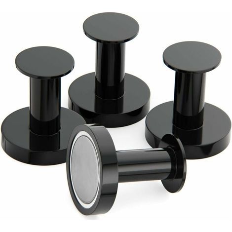 Ganci magnetici da parete, 29 kg – 4 ganci al neodimio neri – Per mobili, porte e frigoriferi – Installazione senza attrezzi (1/5)