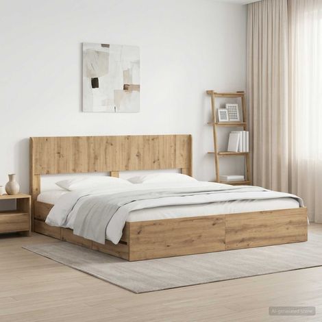 vidaXL Estructura de cama con almacenamiento y cabecero Artisan Oak (1/5)
