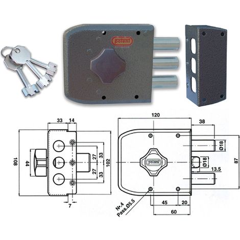 Potent 300/D Serratura Pompa Laterale Dx - Acciaio Certificato