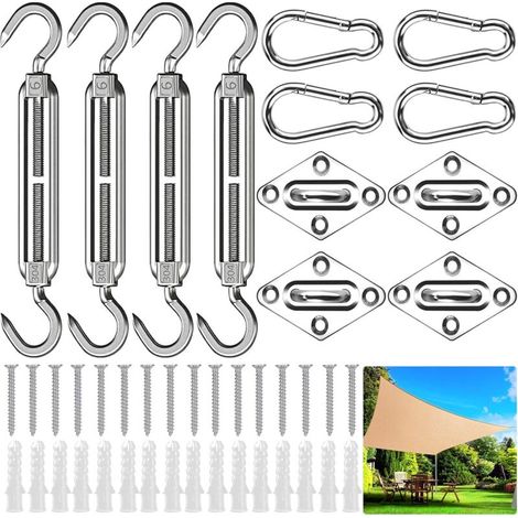 Kit di fissaggio per vela ombreggiante, kit di montaggio per fissaggio vela ombreggiante, kit di fissaggio vela da giardino per giardino