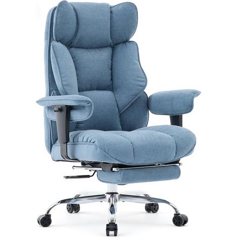 Large Size Fabric Office Chair, Ergonomic Chair 200kg, High Back Adjustable Computer Seat, Swivel Chair with Footrest and Lumbar Cushion (1/5)