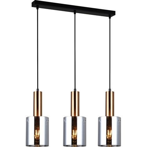 SARDO 3 E27 LAMPE SUSPENDUE EN LAITON ITALUX PND-5581-3-BRO+SG (1/2)