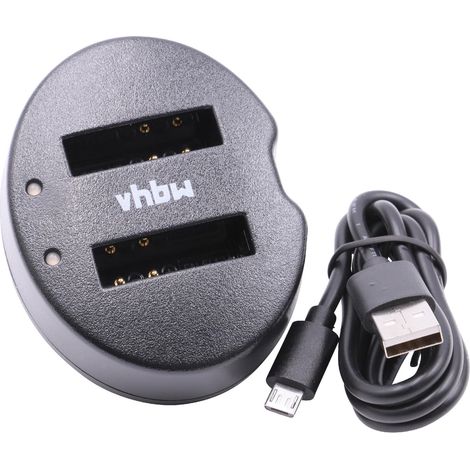 vhbw Dual Micro-USB Ladegerät kompatibel mit Nikon Coolpix S610, S1200, S6000, S1200pj, S6100, S31 Kamera - Ladeschale + Micro-USB Kabel Ladeanzeige (1/2)