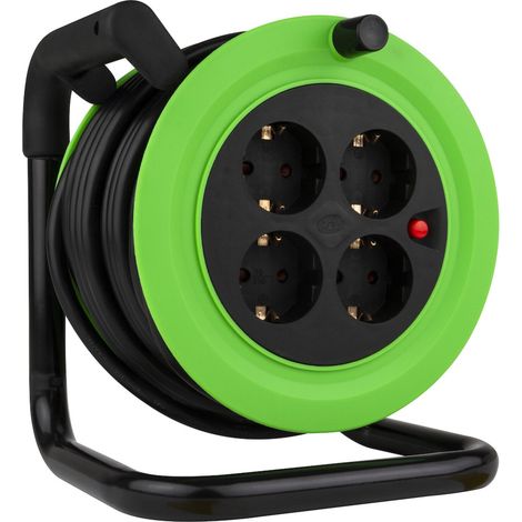 REV Kabeltrommel Innen Mini 15m H05VV-F 3G1,5mm², schwarz grün Kabeltrommel