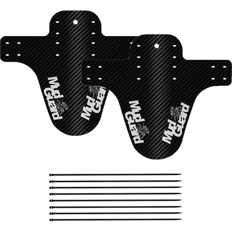 Taille-haie ou Garde-boue de vélo VTT, lot de 2 garde-boue avant et arrière universels en fibre de carbone pour bicyclette avec 8 serre-câbles (1/5)