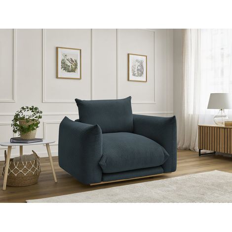 BOBOCHIC - Fauteuil ERNEST tissu velours côtelé   Bleu (1/5)
