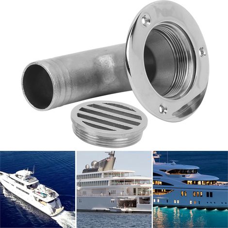 Bonde de pont de bateau en acier inoxydable 316 durable, coudée à 90 degrés - Bonde de pont marine de 38 mm (1/5)