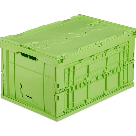 Relaxdays Boîte de transport, stable, pour commerce, de qualité 60 litres HxlxP 32,5x58,5x39,5cm, vert